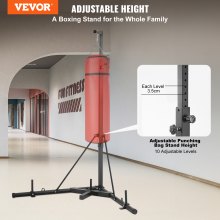 VEVOR Soporte para saco de boxeo, equipo de entrenamiento de acero resistente, soporte de boxeo de altura ajustable con base con peso, soporta hasta 400 libras, soporte independiente para sacos de arena para gimnasio en casa