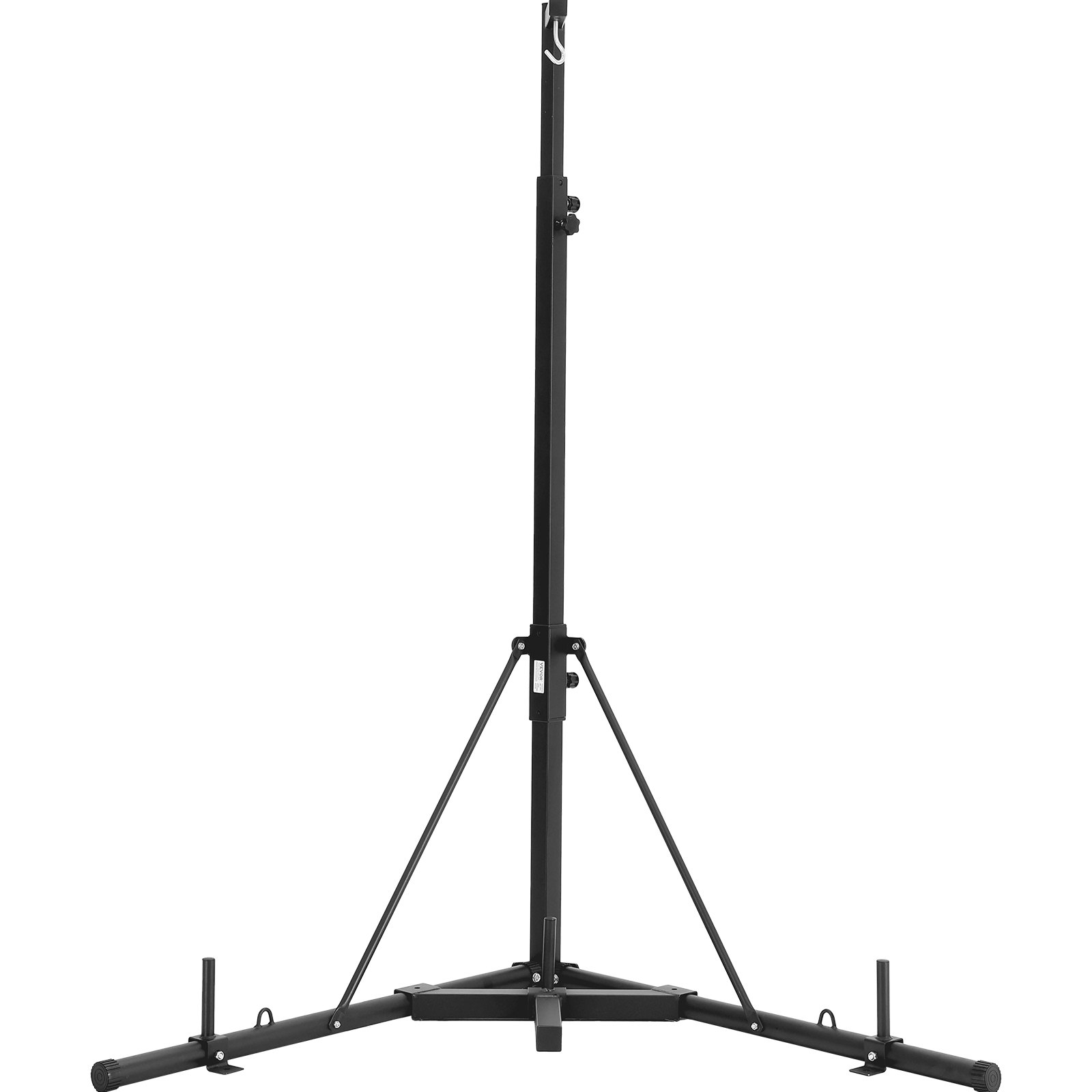 Soporte para saco de boxeo VEVOR negro con marco resistente y altura ajustable. Ideal para uso doméstico o en el gimnasio.