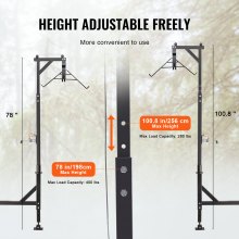 VEVOR Elevador de ciervo montado en enganche, capacidad de carga de 400 libras, elevador de juego de enganche, elevador de ciervo de enganche de camión con juego de cabrestante, receptor de enganche de 2 pulgadas, base de pie, altura ajustable y giro de 360 ​​grados