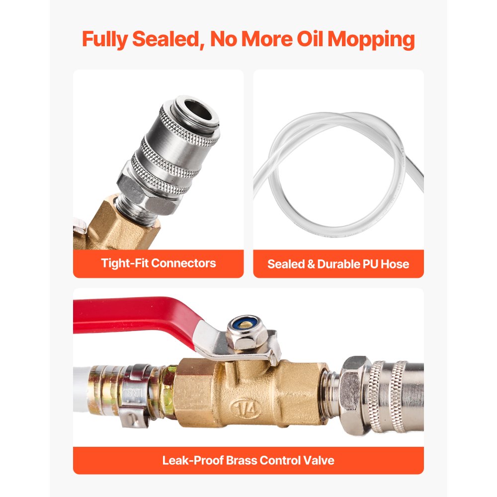 VEVOR Bomba de Líquido de Transmisión Manual Capacidad 7,5 L, Kit de Llenador de Aceite, con 8 Adaptadores de ATF y Manguera de 150 cm, Tanque HDPE, Dispensador de Aceite para Coches Barcos Motos