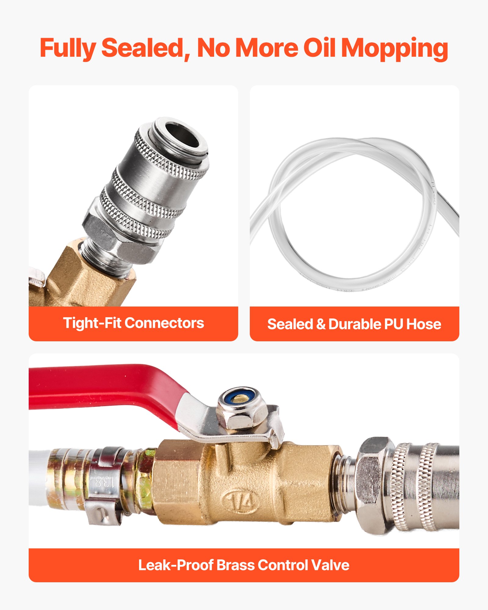 VEVOR Bomba de Líquido de Transmisión Manual Capacidad 7,5 L, Kit de Llenador de Aceite, con 8 Adaptadores de ATF y Manguera de 150 cm, Tanque HDPE, Dispensador de Aceite para Coches Barcos Motos