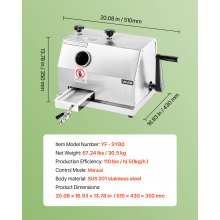 VEVOR Exprimidor comercial de caña de azúcar, 110 libras/h de alto rendimiento, máquina exprimidora de caña de azúcar con 3 rodillos de acero inoxidable y entrada grande de 2.4 pulgadas, extractor manual de jugo de caña de azúcar para uso comercial/doméstico