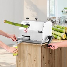 VEVOR Exprimidor comercial de caña de azúcar, 110 libras/h de alto rendimiento, máquina exprimidora de caña de azúcar con 3 rodillos de acero inoxidable y entrada grande de 2.4 pulgadas, extractor manual de jugo de caña de azúcar para uso comercial/doméstico