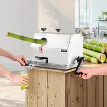 VEVOR Exprimidor comercial de caña de azúcar, 110 libras/h de alto rendimiento, máquina exprimidora de caña de azúcar con 3 rodillos de acero inoxidable y entrada grande de 2.4 pulgadas, extractor manual de jugo de caña de azúcar para uso comercial/doméstico