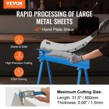 VEVOR Cizalla manual de placa manual de 32 pulgadas para procesamiento de láminas de metal, cortador de mesa con material Q235, para manualidades de acero grueso, máquina de prensa de rollo resistente para constructores, entusiastas del bricolaje