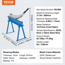 VEVOR Cizalla manual de placa manual de 32 pulgadas para procesamiento de láminas de metal, cortador de mesa con material Q235, para manualidades de acero grueso, máquina de prensa de rollo resistente para constructores, entusiastas del bricolaje