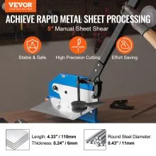 VEVOR Cizalla manual de placa manual de 5 pulgadas para procesamiento de láminas de metal, cortador de mesa HS-5 con material Q235, para manualidades de acero grueso, máquina de prensa de rollo resist