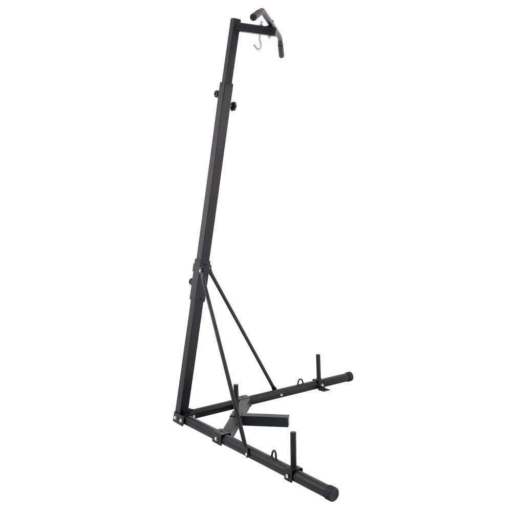 Soporte para saco pesado VEVOR negro con base triangular estable y ganchos ajustables.