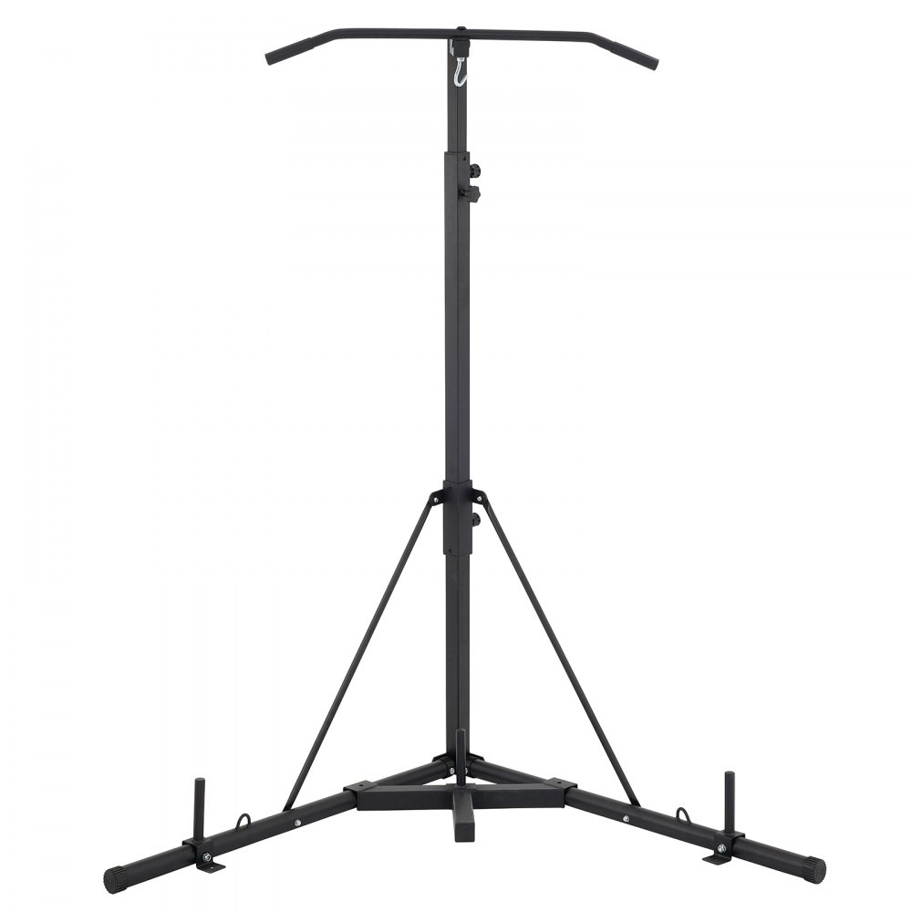Soporte para saco pesado VEVOR negro con estructura de acero resistente y altura ajustable.