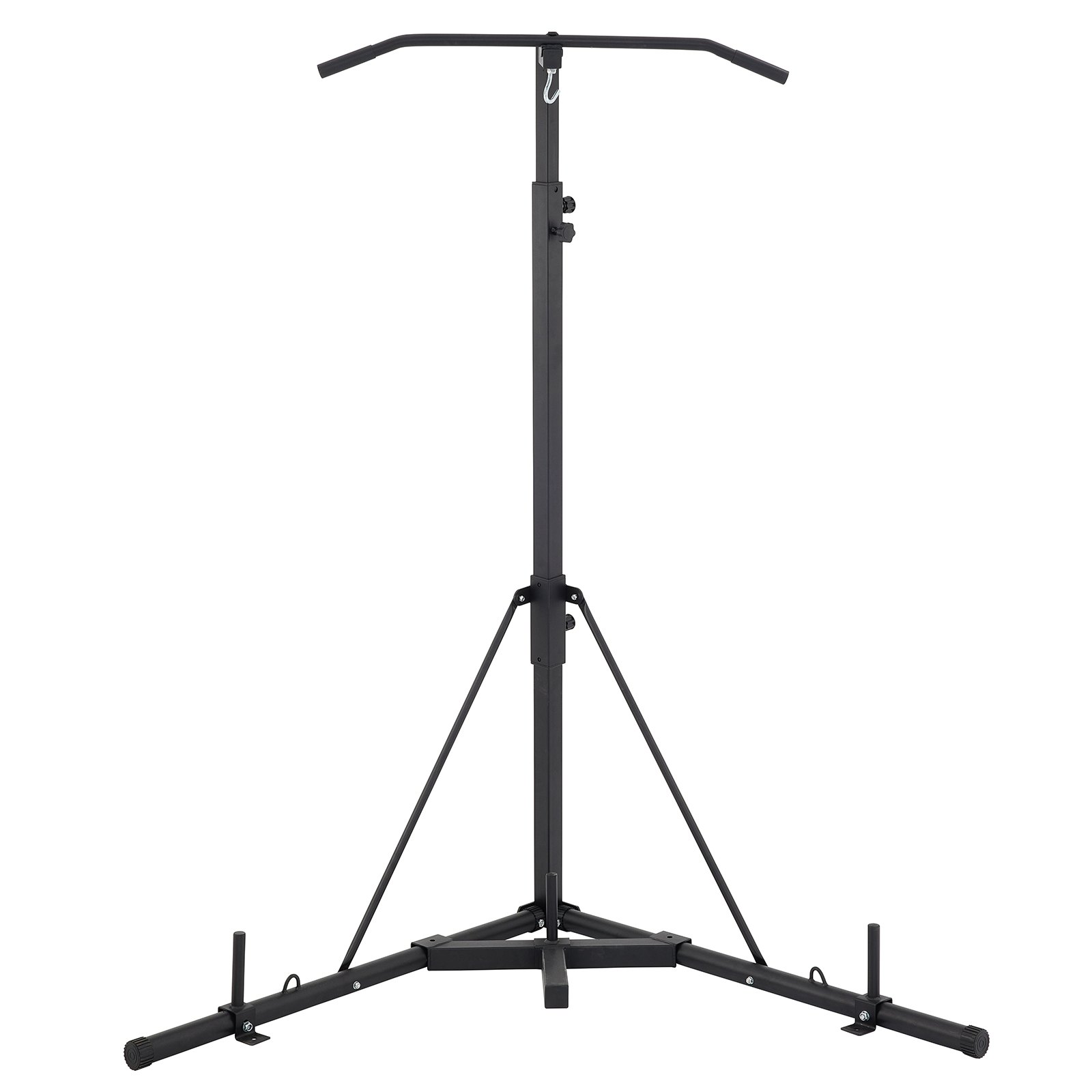 Soporte para saco pesado VEVOR negro con estructura de acero resistente y altura ajustable.
