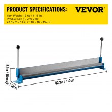 Freno de chapa VEVOR 36 pulg. Dobladora de metal con freno Dobladora de metal portátil de 910 mm de longitud Dobladora de acero ajustable de 0 a 90 grados con 2 abrazaderas en forma de C Herramienta dobladora manual de chapa para doblar metal