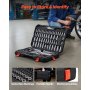 Juego de herramientas mecánicas VEVOR de 253 piezas con entrada de 1/4", 3/8" y 1/2", juego de dados SAE y métricos, llaves, puntas de destornillador, accesorios y estuche para reparación de automóviles.