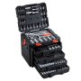 Juego de herramientas mecánicas VEVOR, kit de 297 piezas, con medidas de 1/4 pulg., 3/8 pulg. y 1/2 pulg., juego de vasos SAE y métricos, llaves, puntas de destornillador, accesorios y estuche de almacenamiento, para reparación de automóviles.