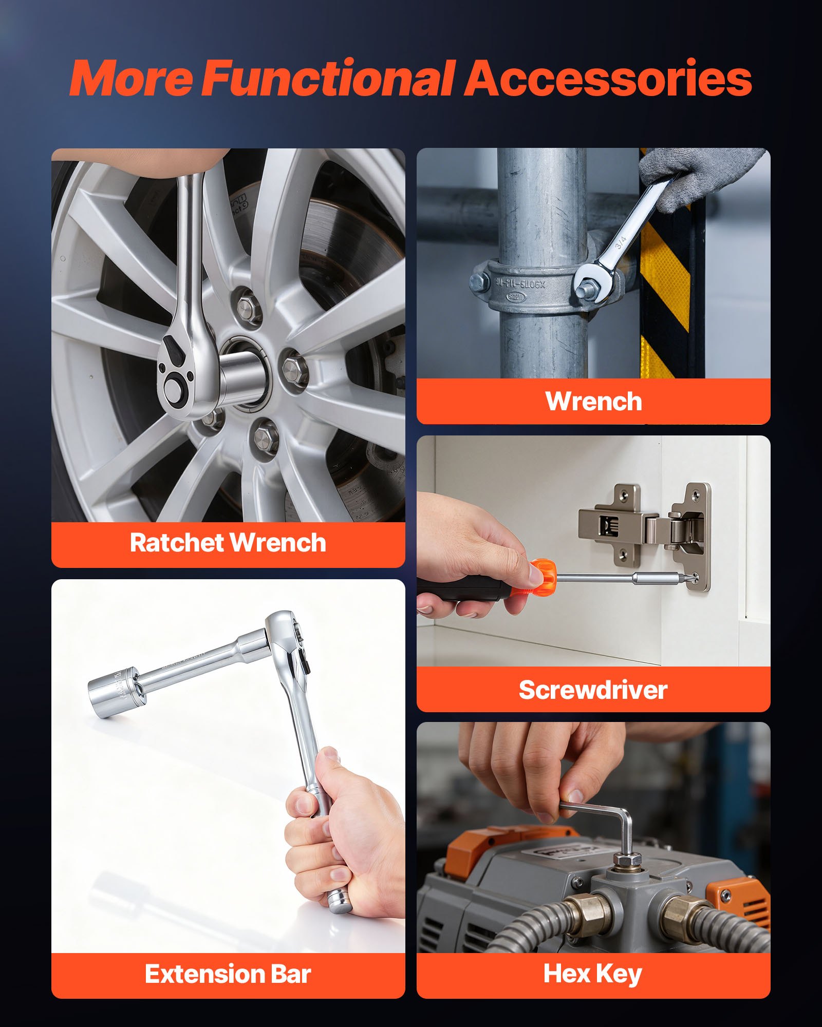 VEVOR Juego de Herramientas Mecánicas de 314 Piezas, Juego de Dados Métricos, Llaves, Puntas de Destornillador, Accesorios y Estuche, con Etiquetas de Tamaño para Reparaciones de Automóviles, Hogar