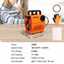 VEVOR Prensa de calor para tazas vasos de tazas de café de 11 oz-15 oz Máquina de Sublimación mini máquina de prensa de tazas espacios en blanco