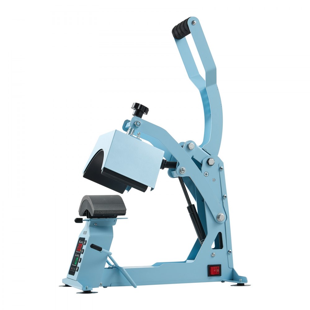 Máquina de prensado térmico VEVOR para sombreros, con 4 placas intercambiables y estirador de gorras, control preciso de temperatura y tiempo, prensa térmica para sombreros y gorras, para proyectos de termoadhesivo y sublimación, color azul claro.