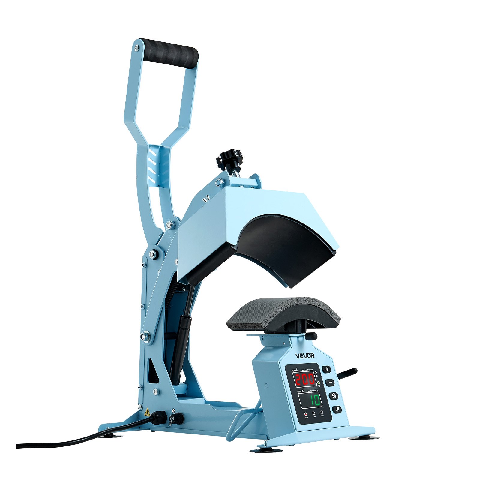 Máquina de prensado térmico VEVOR para sombreros, con 2 placas intercambiables y estirador de gorras, control preciso de temperatura y tiempo, prensa térmica para sombreros y gorras, para proyectos de termoadhesivo y sublimación, azul claro.