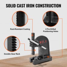 Prensa de eje VEVOR, prensa de eje manual de 1 tonelada, altura máxima de 5,9 pulgadas, prensa de eje de escritorio manual de hierro fundido resistente, prensa manual de precisión para estampar, doblar, estirar y formar