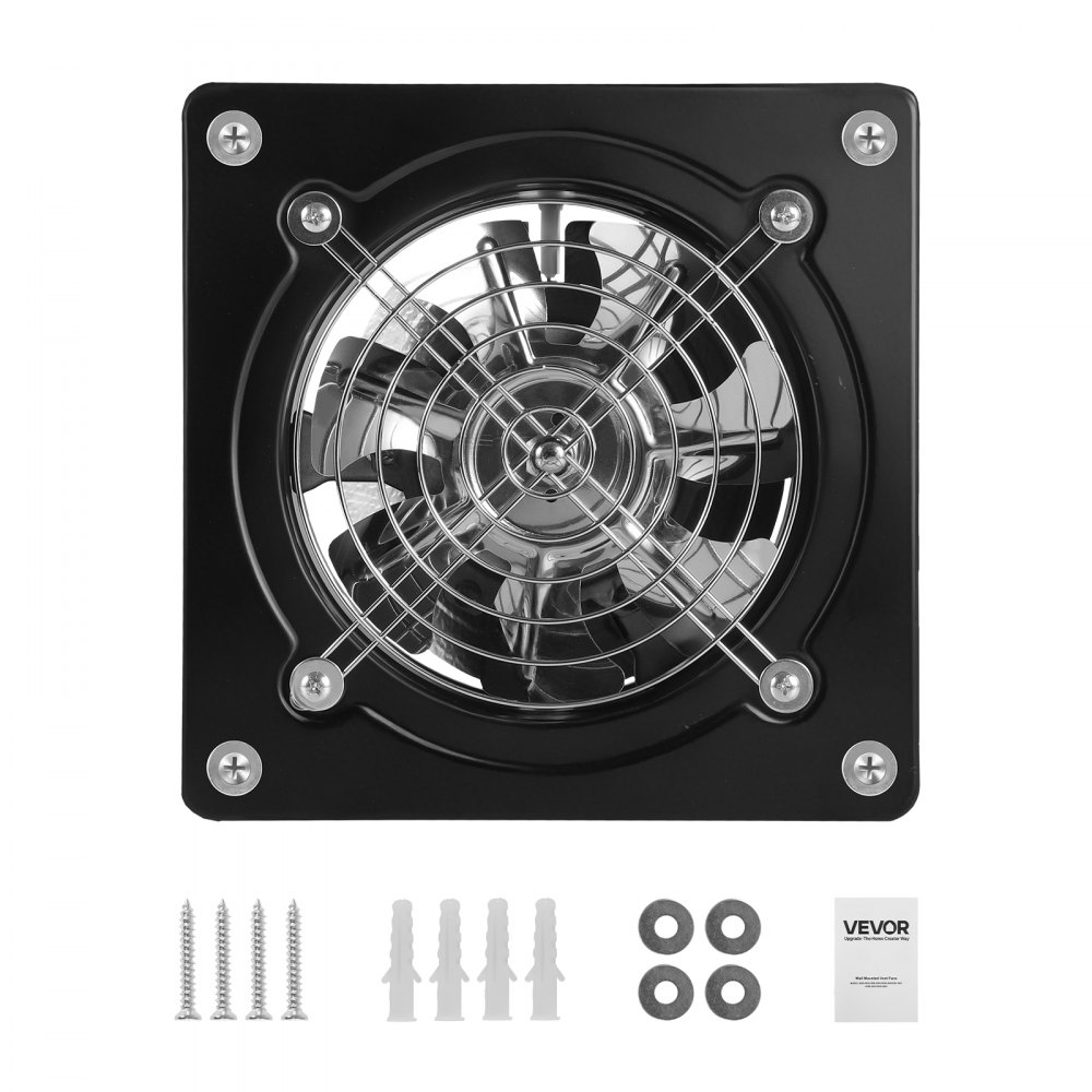 Ventilador extractor VEVOR de 6 pulgadas, 308 CFM, ventilador de pared de alta velocidad con control de encendido/apagado, bajo consumo, extractor de ventilación portátil para ático, garaje, sótano, taller, cocina, gallinero, negro.