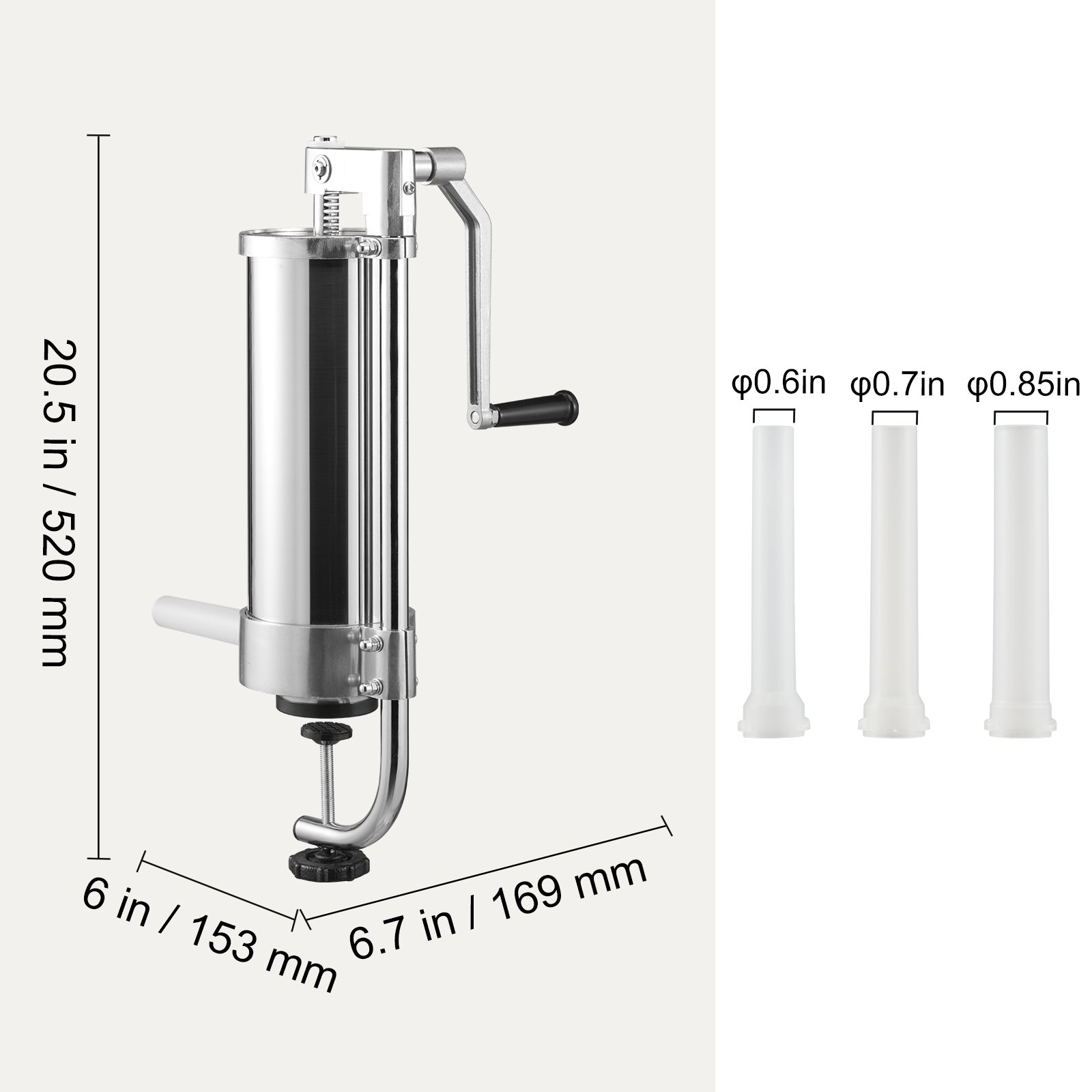 Embutidor de salchichas VEVOR, capacidad de 5 libras/3L, fabricante de salchichas caseras de acero inoxidable