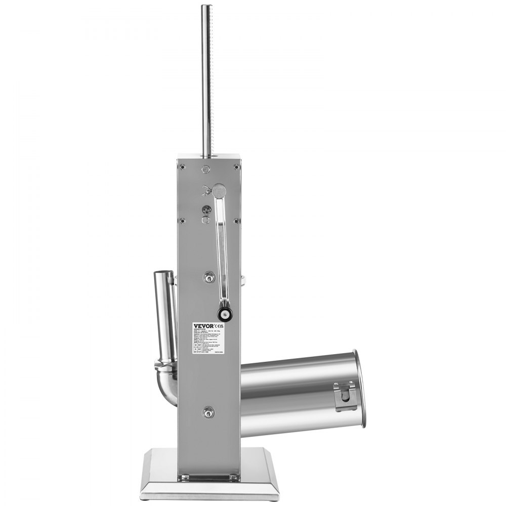 Embutidora manual de salchichas VEVOR, capacidad de 8 lb/5 l, dos velocidades, vertical, de acero inoxidable 304, con 4 tubos de llenado y base de succión para uso doméstico o comercial.