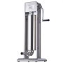 Embutidora de salchichas VEVOR con cuerpo de acero inoxidable, manivela y diseño vertical para un uso eficiente.