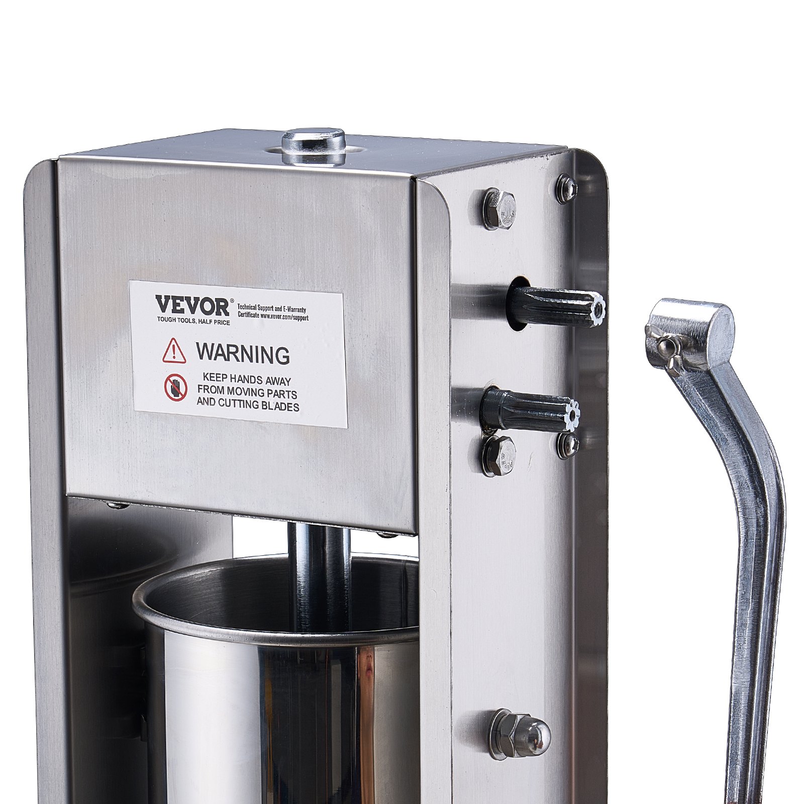 Embutidora manual de salchichas VEVOR, 7 L / 15 lb, embutidora vertical de carne de doble velocidad, fabricada en acero inoxidable 304 apto para uso alimentario, incluye 5 tubos de embutido, ideal para cocinas domésticas, restaurantes y usos comerciales.