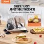 Rebanadora de pan manual VEVOR, cortadora de queso y mantequilla de grosor ajustable de 0 a 6 pulgadas, cuchilla de acero inoxidable microdentada, rebanadora de queso comercial de aleación de aluminio para cocina, restaurante, panadería y fiestas.