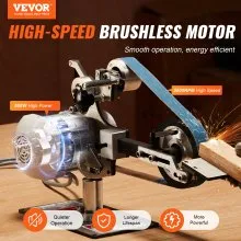 Lijadora de banda VEVOR, pulidora de banda de velocidad variable de 30 x 1 pulgada con VFD, pulidora de banda de 550 W con 2 moldes de pulido y 3 bandas de lijado para trabajar metales y fabricar cuchillos