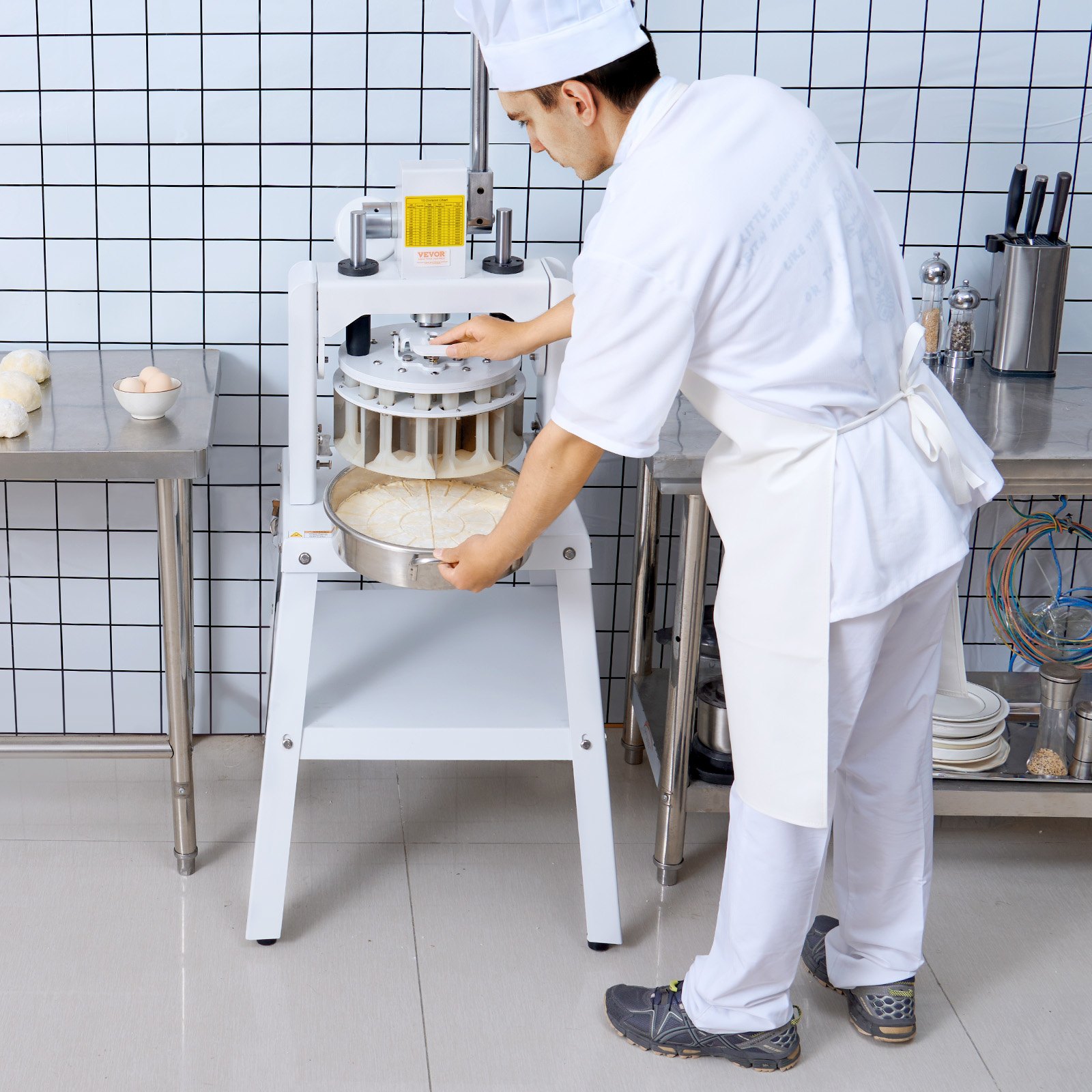 VEVOR - Divisor de masa manual, 10 unidades, cortador de masa con prensa manual, máquina para hacer pan para panadería