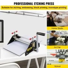 Prensa de grabado básica VEVOR, prensa de grabado de construcción de metal, prensa de grabado profesional para grabado y grabado monotipo, tamaño de impresión 11 pulgadas de largo x 10 pulgadas de ancho x 6,8 pulgadas de alto
