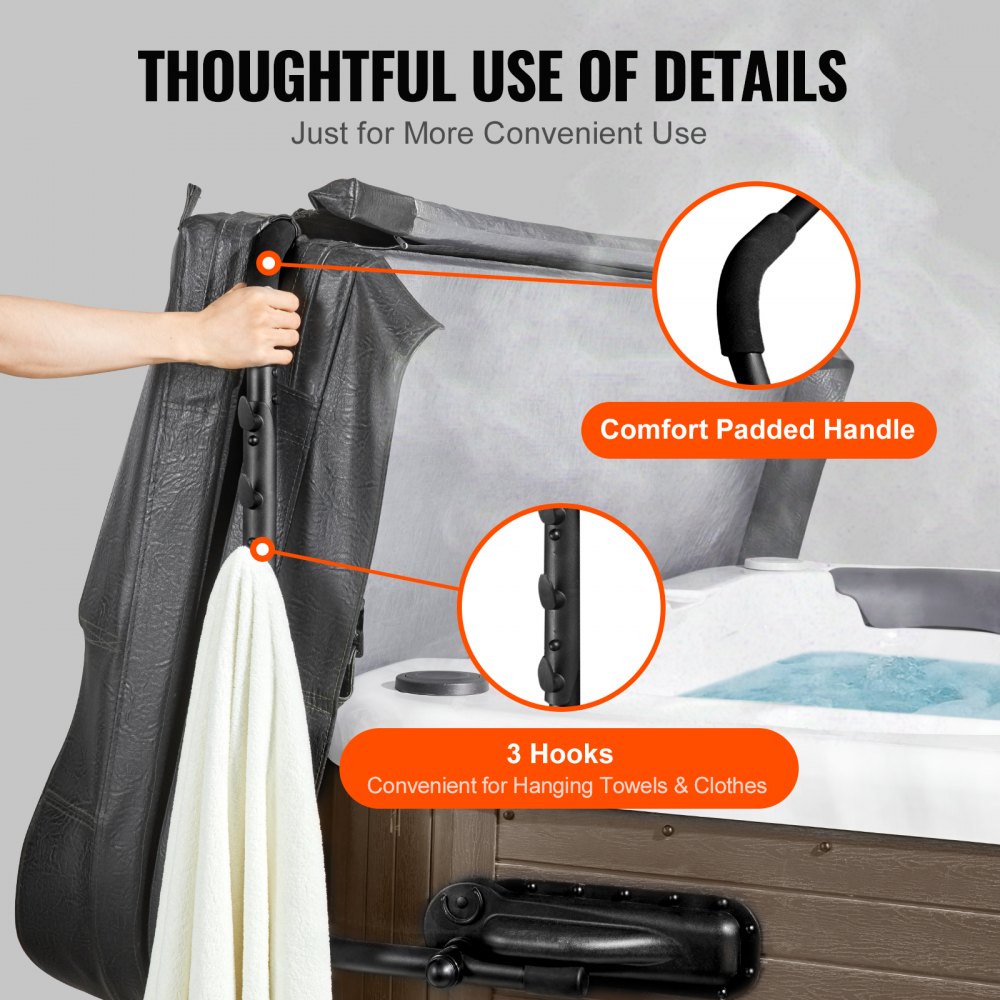 VEVOR Elevador de cubierta para jacuzzi, Elevador de cubierta para spa, Altura 31.5" - 41.3" Ancho 69" - 100.5" Ajustable, Instalado en ambos lados en la parte superior, Adecuado para varios tamaños de bañeras rectangulares, jacuzzis, spa
