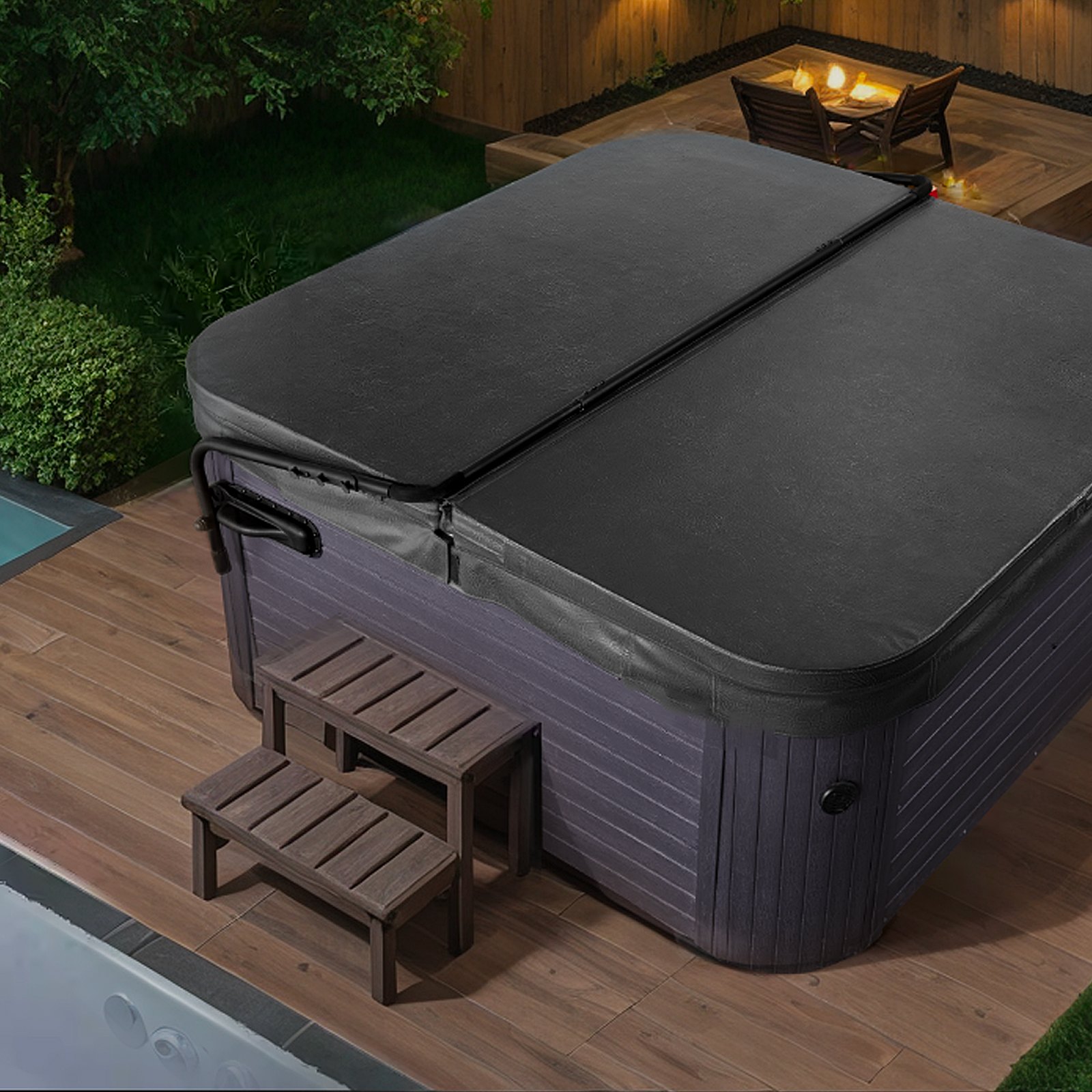 VEVOR Elevador de cubierta para jacuzzi, Elevador de cubierta para spa, Altura 31.5" - 41.3" Ancho 69" - 100.5" Ajustable, Instalado en ambos lados en la parte superior, Adecuado para varios tamaños de bañeras rectangulares, jacuzzis, spa