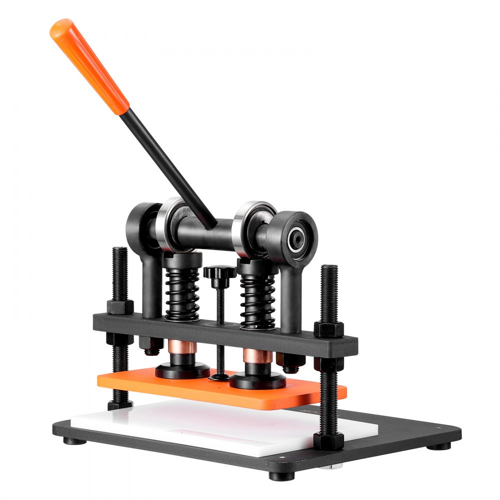 Máquina de corte de cuero VEVOR, troqueladora manual con placa de repujado de 11 x 5,5 pulgadas, troqueladora con doble eje guía y carrera de presión de 0,47 pulgadas, máquina de repujado de cuero para diversos materiales.