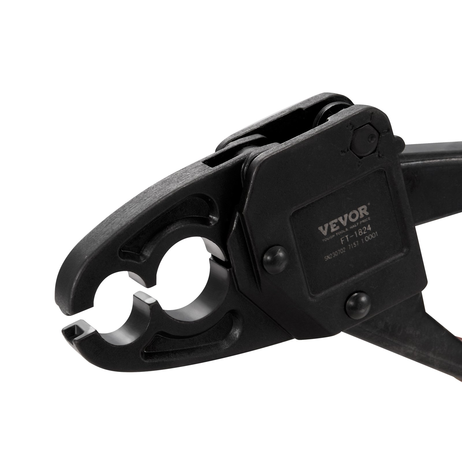 VEVOR PEX Herramienta de engarzado de tuberías, engarzadora PEX combinada de doble cabeza en ángulo para anillos de engarzado de cobre de 1/2" y 3/4", 30 anillos de engarzado de cobre, cortador de tubos PEX, calibre Go/No-Go, cumple con los estándares ASTM F1807