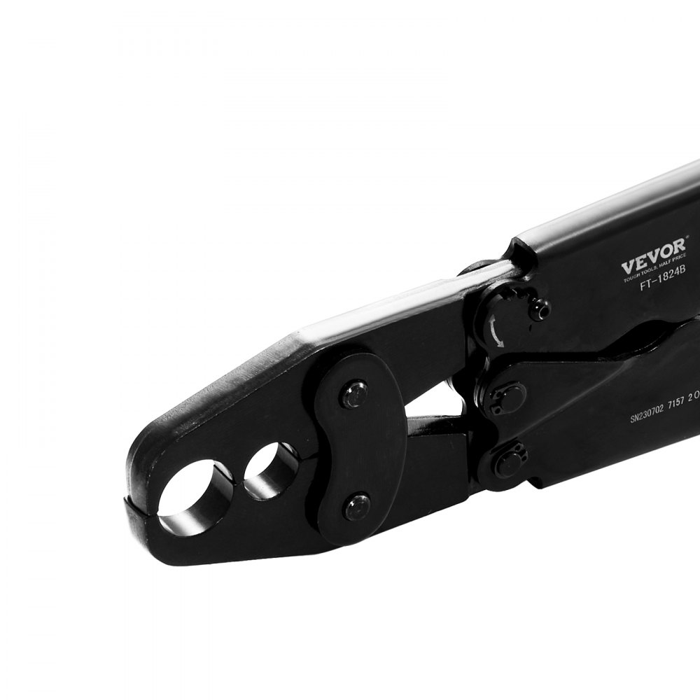 Herramienta de engarce PEX VEVOR, herramienta combinada de doble cabezal para anillos de engarce de cobre PEX de 1/2" y 3/4", herramienta compacta para plomería con calibre de paso/no paso, mordaza bien pulida, cumple con la norma ASTM F1807