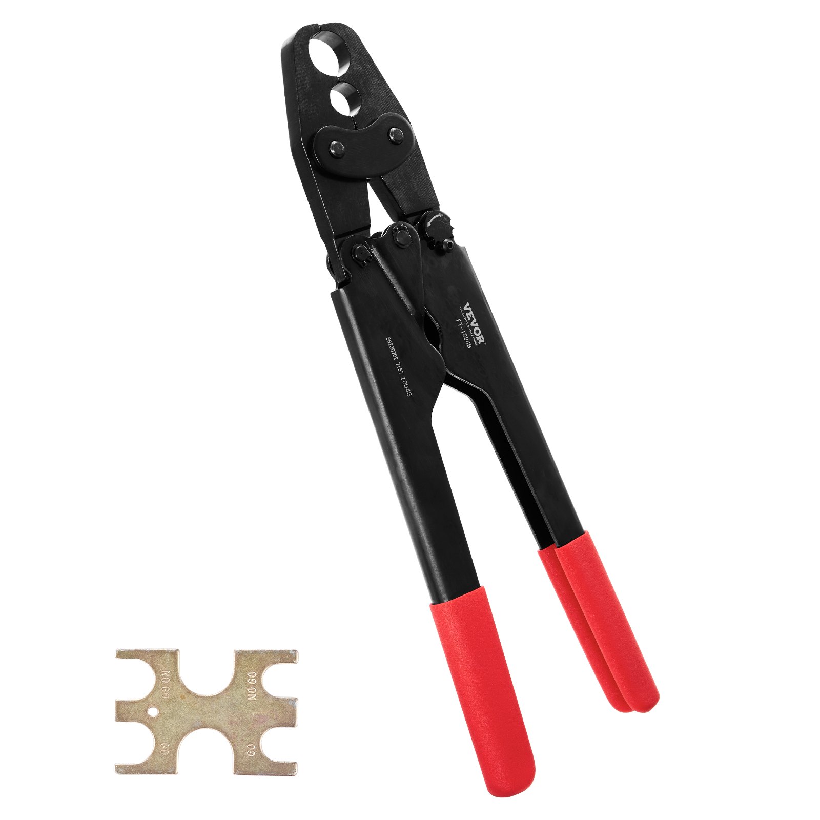 Herramienta de crimpado VEVOR PEX, herramienta de crimpado PEX combinada de cabezal doble para anillos de crimpado de cobre PEX de 1/2" y 3/4", herramienta de crimpado de plomería compacta con calibre Go/No-Go, mandíbula bien pulida, cumple con las normas ASTM F1807