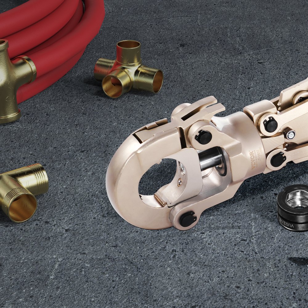 Kit de prensado de cobre VEVOR para accesorios de tubo, prensa profesional con mordazas de cambio rápido de 1/2", 3/4" y 1", herramienta de prensado giratoria de 360° y pasador de bloqueo, mango extensible, cumple con las normas ASTM B88 y B75.