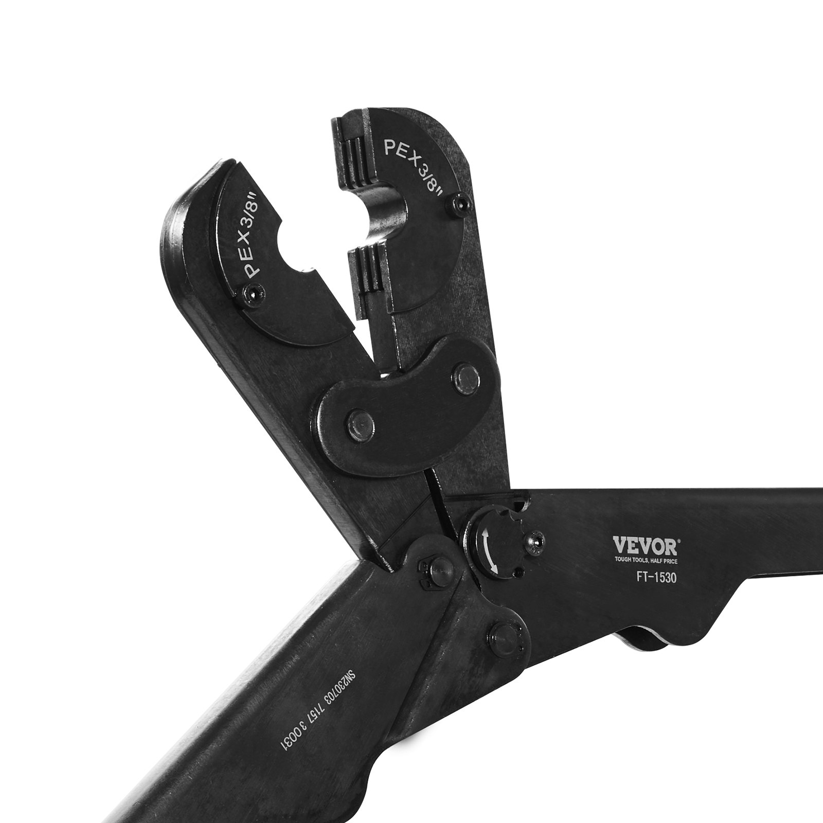 Kit de herramientas de prensado para tuberías PEX VEVOR, prensa profesional para anillos de prensado de 3/8", 1/2", 3/4" y 1", con 3 mordazas, cortador de tubos PEX, medidor de paso/no paso, herramienta para extraer anillos de cobre, cumple con la norma ASTM F1807