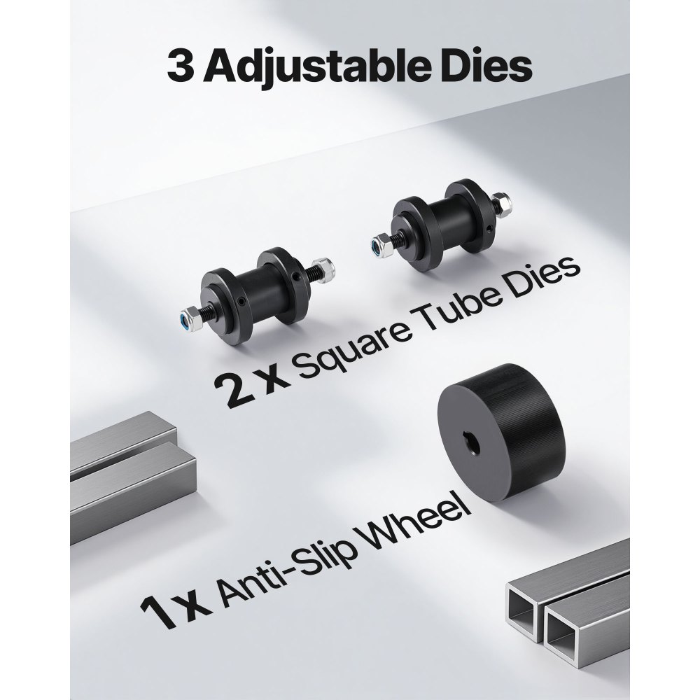 VEVOR Dobladora de tubos de 1-1/2" manual, dobladora de tubos cuadrados y rectangulares, dobladora de tubos de calibre 14, dobladora de barras planas de rodillos para acero dulce, cobre y aluminio.