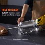 Embutidora manual de salchichas VEVOR, 2,5 L/6 lb, horizontal, con abrazadera en U, fabricada en acero inoxidable apto para uso alimentario, incluye 8 tubos de embutido, ideal para uso doméstico, cocina, restaurante y uso comercial.
