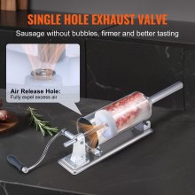 VEVOR Embutidora manual de salchichas, máquina de salchichas horizontal de 2,5 L / 6 LBS con abrazadera tipo U, hecha de acero inoxidable de grado alimenticio, incluye 8 tubos de relleno, para el hogar, cocina, restaurante comercial