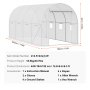 Invernadero tipo túnel VEVOR, 4,44 x 1,95 x 1,92 m, invernadero tipo túnel, casa de cultivo con estructura de acero galvanizado, cubierta de PE blanca, puerta enrollable con cremallera y 8 ventanas para exteriores.