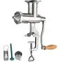 Exprimidor de pasto de trigo VEVOR con cuerpo de acero inoxidable y accesorios con mango de madera.