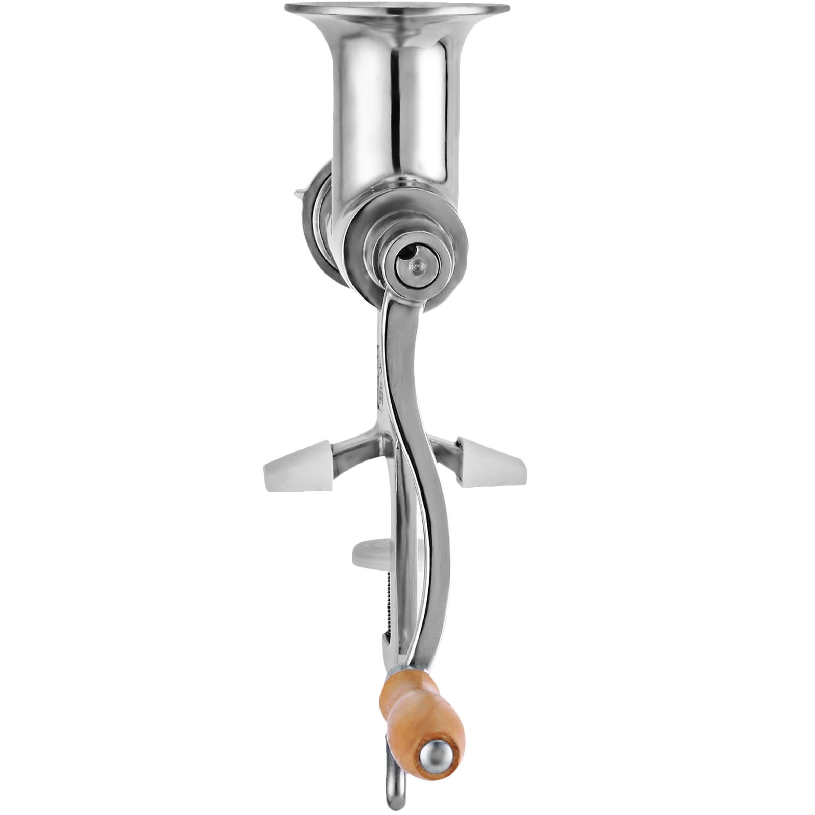 Exprimidor de pasto de trigo VEVOR con cuerpo de acero inoxidable y mango de madera.