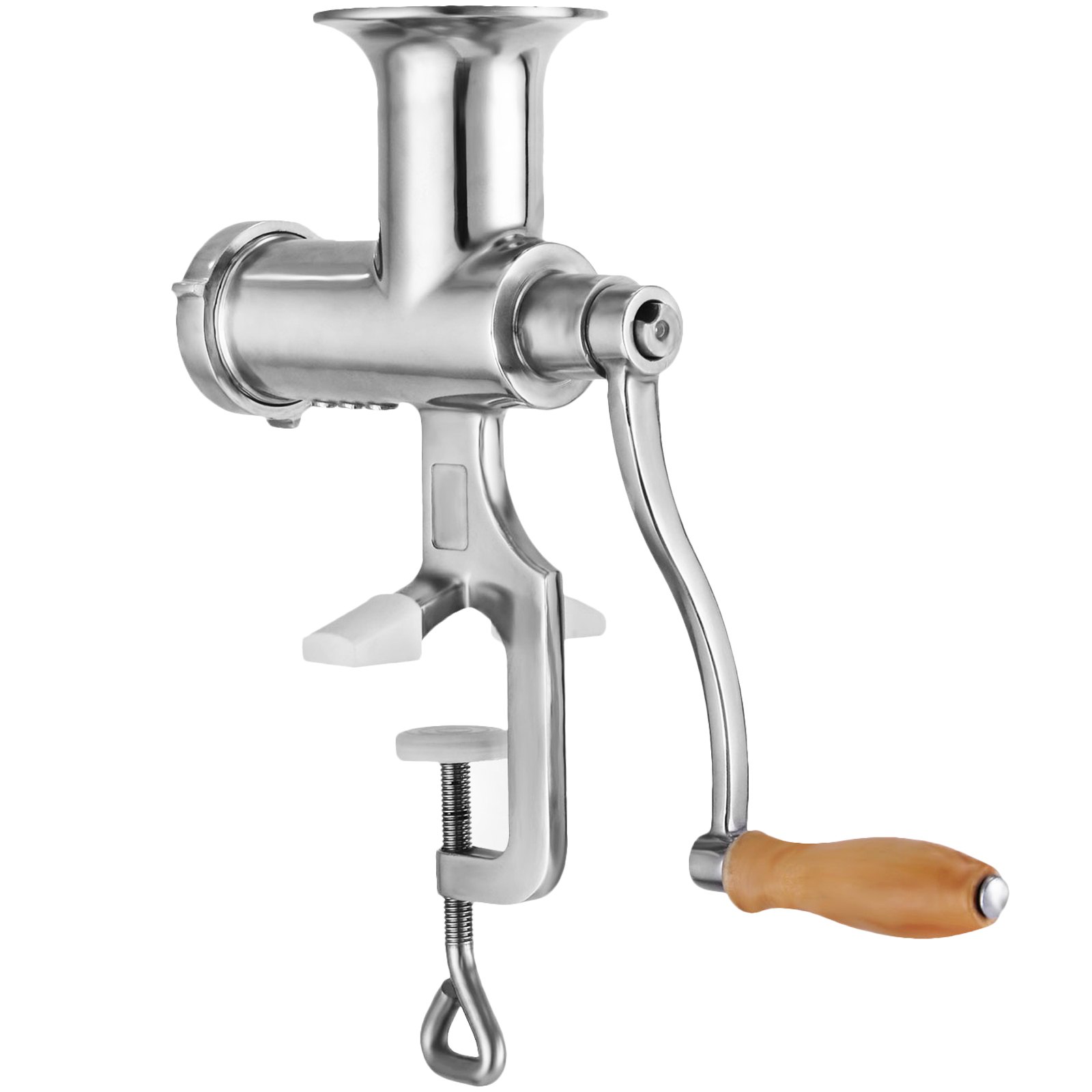 Exprimidor de pasto de trigo VEVOR con cuerpo de acero inoxidable y manija de manivela manual.