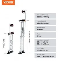 Zancos para paneles de yeso VEVOR Zancos para herramientas de aluminio 24''-40'' Pintura ajustable Plata