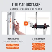 Zancos para paneles de yeso VEVOR, zancos ajustables de aluminio para herramientas de 36 a 50 pulgadas con rodilleras protectoras, zancos de trabajo duraderos y antideslizantes para pintura de yeso, caminar, encintar, plateado