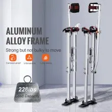 Zancos para paneles de yeso VEVOR, zancos ajustables de aluminio para herramientas de 36 a 50 pulgadas con rodilleras protectoras, zancos de trabajo duraderos y antideslizantes para pintura de yeso, caminar, encintar, plateado