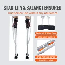 Zancos para paneles de yeso VEVOR, zancos ajustables de aluminio para herramientas de 36 a 50 pulgadas con rodilleras protectoras, zancos de trabajo duraderos y antideslizantes para pintura de yeso, caminar, encintar, plateado